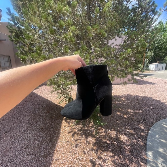 Elvia Classic Black Suede Heeled Boots - Picture 4 of 9